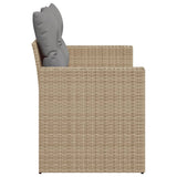 vidaXL Tuinbank met kussens 2-zits zwart poly rattan