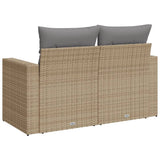 vidaXL Tuinbank met kussens 2-zits zwart poly rattan
