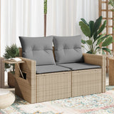 vidaXL Tuinbank 2-zits met kussens poly rattan zwart