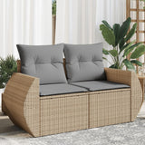 vidaXL Tuinbank 2-zits met kussens poly rattan zwart