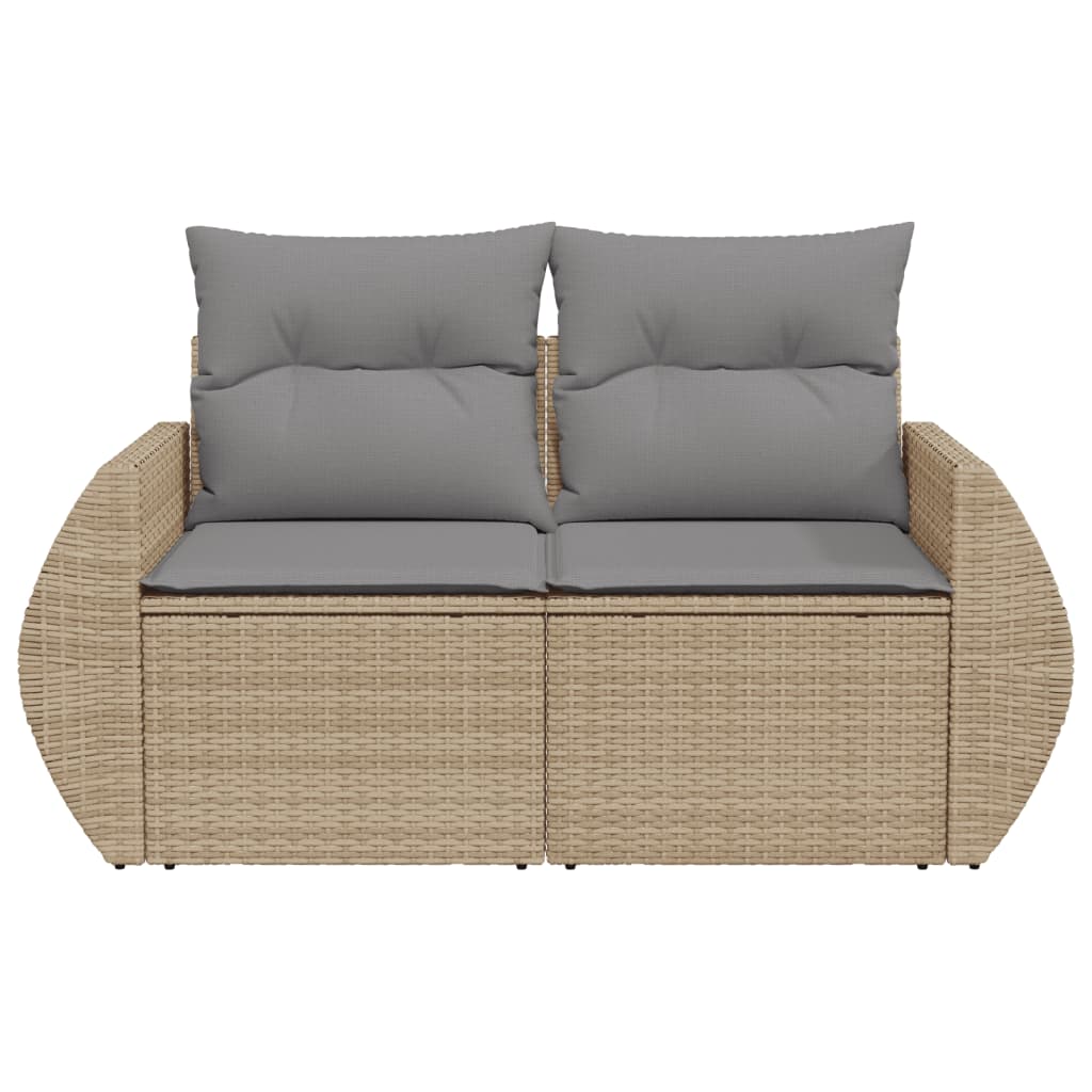 vidaXL Tuinbank 2-zits met kussens poly rattan zwart