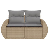 vidaXL Tuinbank 2-zits met kussens poly rattan zwart