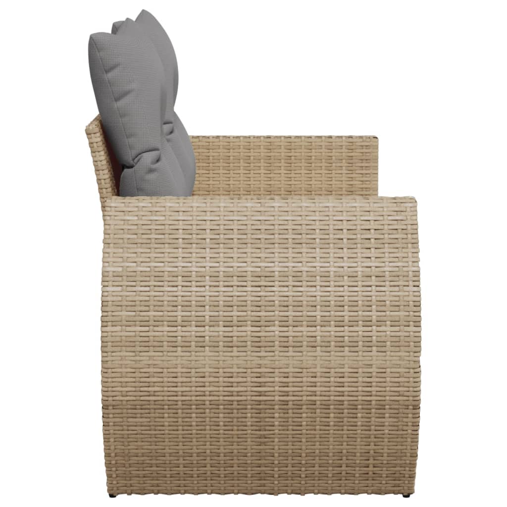vidaXL Tuinbank 2-zits met kussens poly rattan zwart
