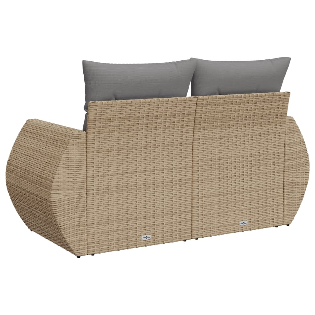 vidaXL Tuinbank 2-zits met kussens poly rattan zwart