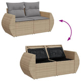vidaXL Tuinbank 2-zits met kussens poly rattan zwart