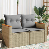 vidaXL Tuinbank met kussens 2-zits zwart poly rattan