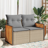 vidaXL Tuinbank 2-zits met kussens poly rattan zwart