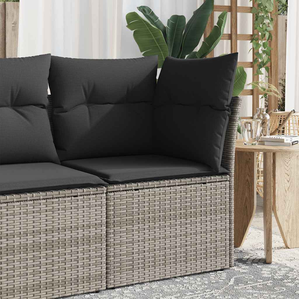 vidaXL Tuinbank zonder armleuningen met kussens zwart poly rattan