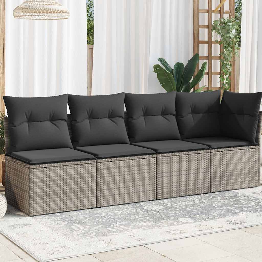vidaXL Tuinbank zonder armleuningen met kussens zwart poly rattan