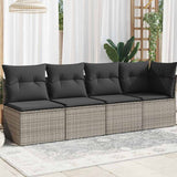 vidaXL Tuinbank zonder armleuningen met kussens zwart poly rattan