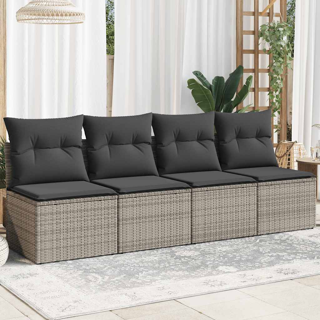 vidaXL Tuinbank zonder armleuningen met kussens zwart poly rattan