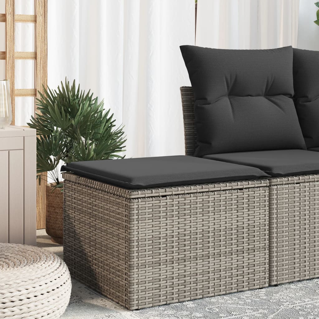 vidaXL Tuinkruk met kussen zwart 55x55x37 cm poly rattan