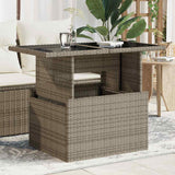 vidaXL Tuintafel met glazen blad 100x55x73 cm poly rattan zwart