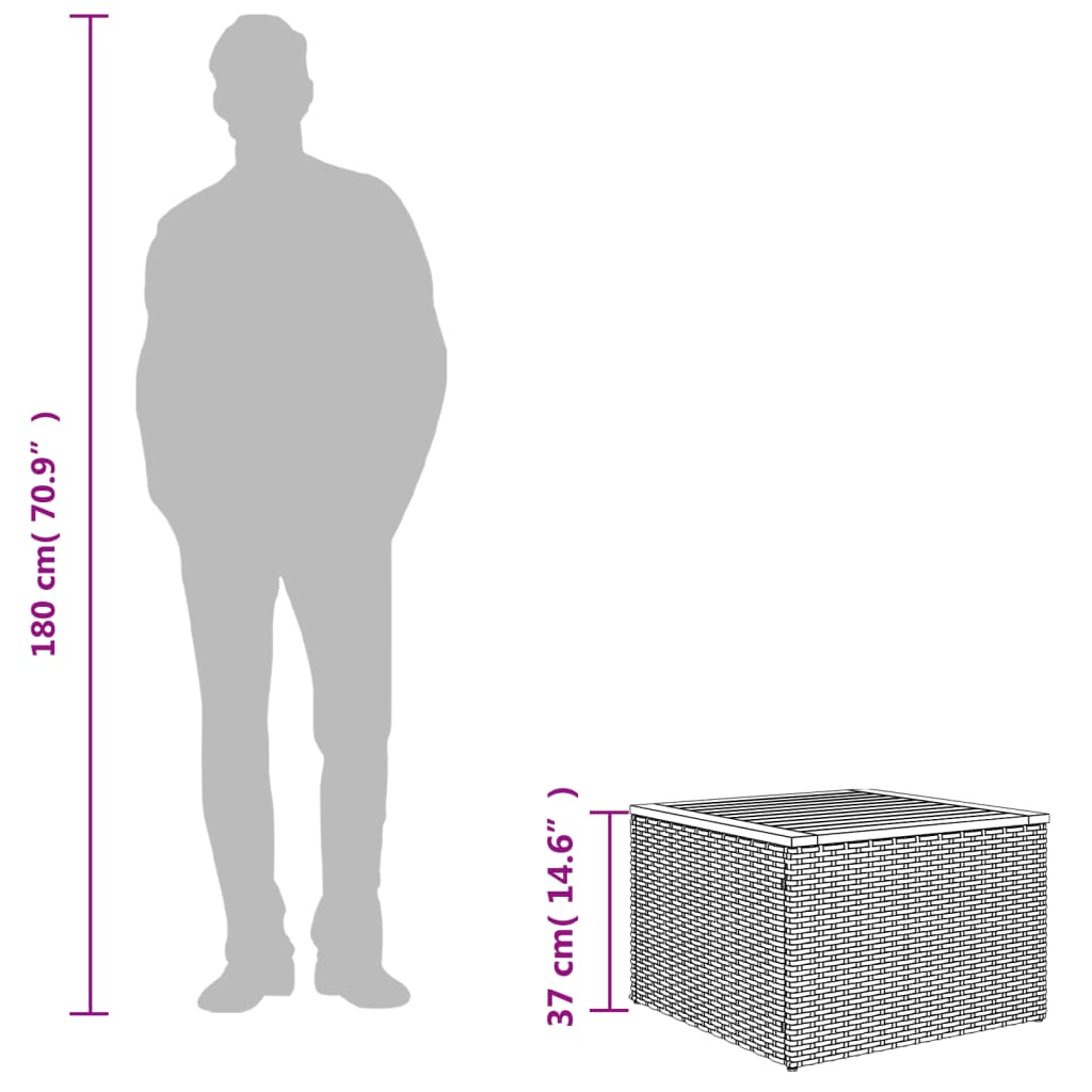 vidaXL Tuintafel met glazen blad zwart 55x55x37 cm poly rattan