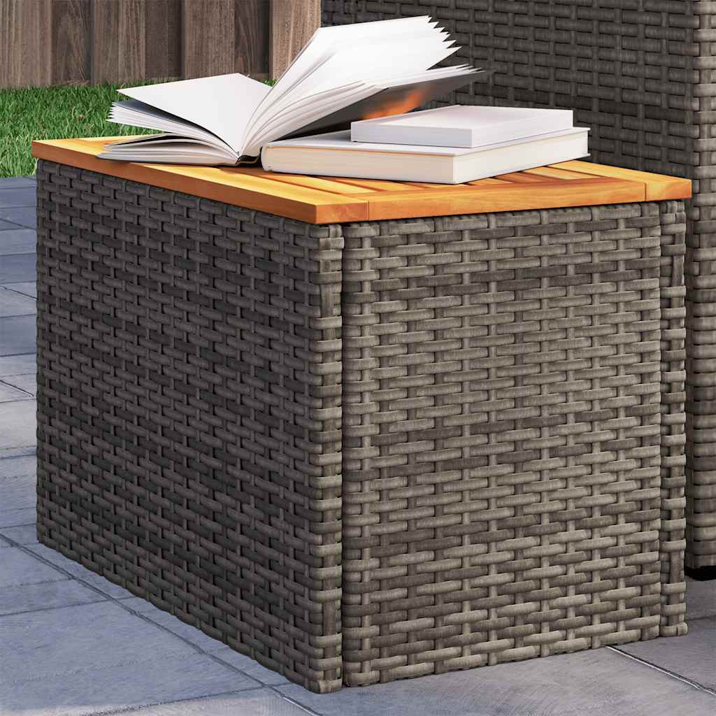 vidaXL Garden Side Tables 2 pcs 55x34x37 cm Wood Poly Rattan Black