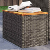 vidaXL Garden Side Tables 2 pcs 55x34x37 cm Wood Poly Rattan Black