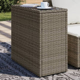 vidaXL Tuinbijzettafel met glazen blad 58x27,5x55 cm poly rattan zwart