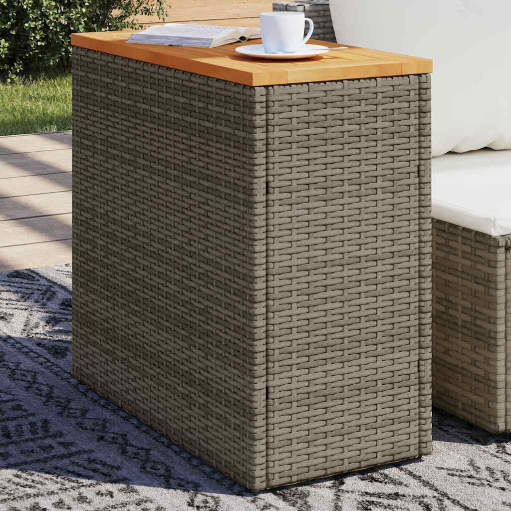vidaXL Tuinbijzettafel met glazen blad 58x27,5x55 cm poly rattan zwart