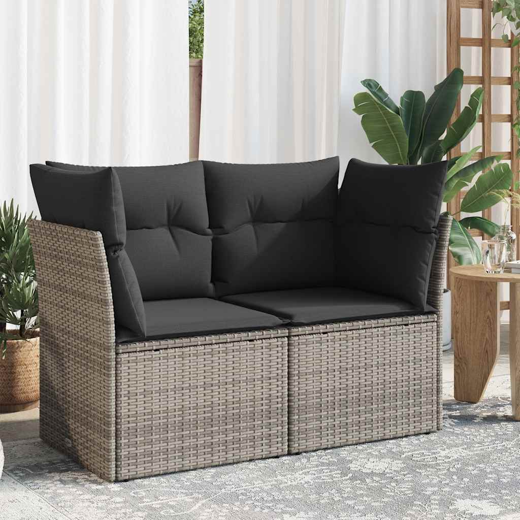 vidaXL Tuinstoel zonder armleuningen met kussens zwart poly rattan