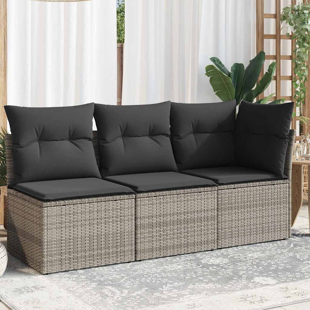 vidaXL Tuinstoel zonder armleuningen met kussens zwart poly rattan