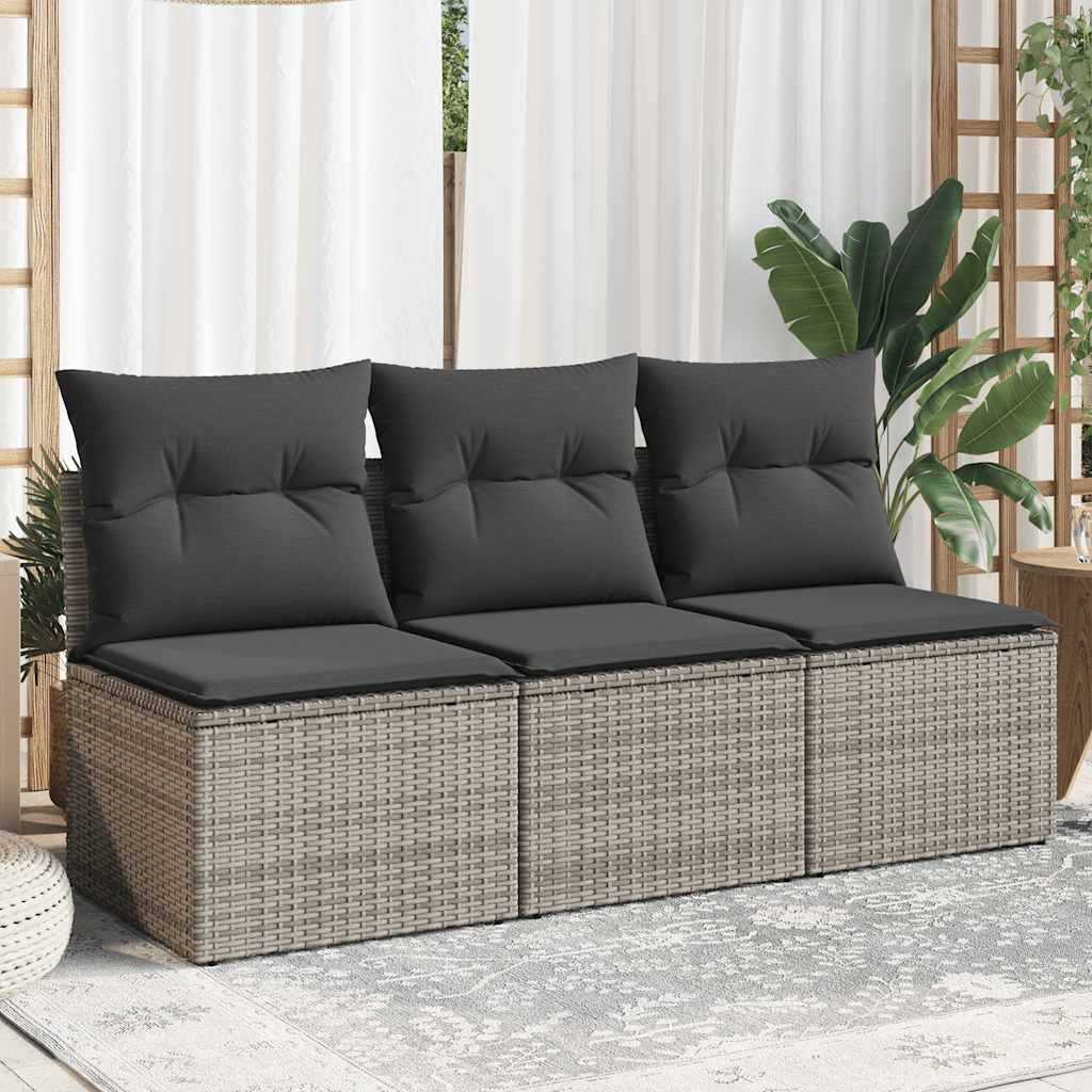 vidaXL Tuinstoel zonder armleuningen met kussens zwart poly rattan