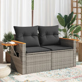 vidaXL Tuinbank 2-zits met kussens poly rattan zwart
