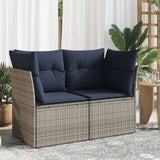 vidaXL Tuinbank 2-zits met kussens poly rattan zwart