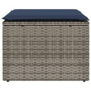 vidaXL Garden Stool with Cushion 55x55x37 cm Poly Rattan Grey