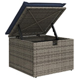 vidaXL Tuinkruk met kussen 55x55x37 cm poly rattan grijs