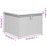 vidaXL Tuinkruk met kussen 55x55x37 cm poly rattan grijs