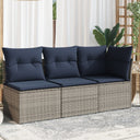 vidaXL Tuinbank 3-zits met kussens poly rattan zwart
