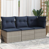 vidaXL Tuinbank 3-zits met kussens poly rattan zwart