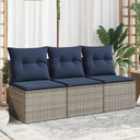 vidaXL Tuinbank 3-zits met kussens poly rattan zwart