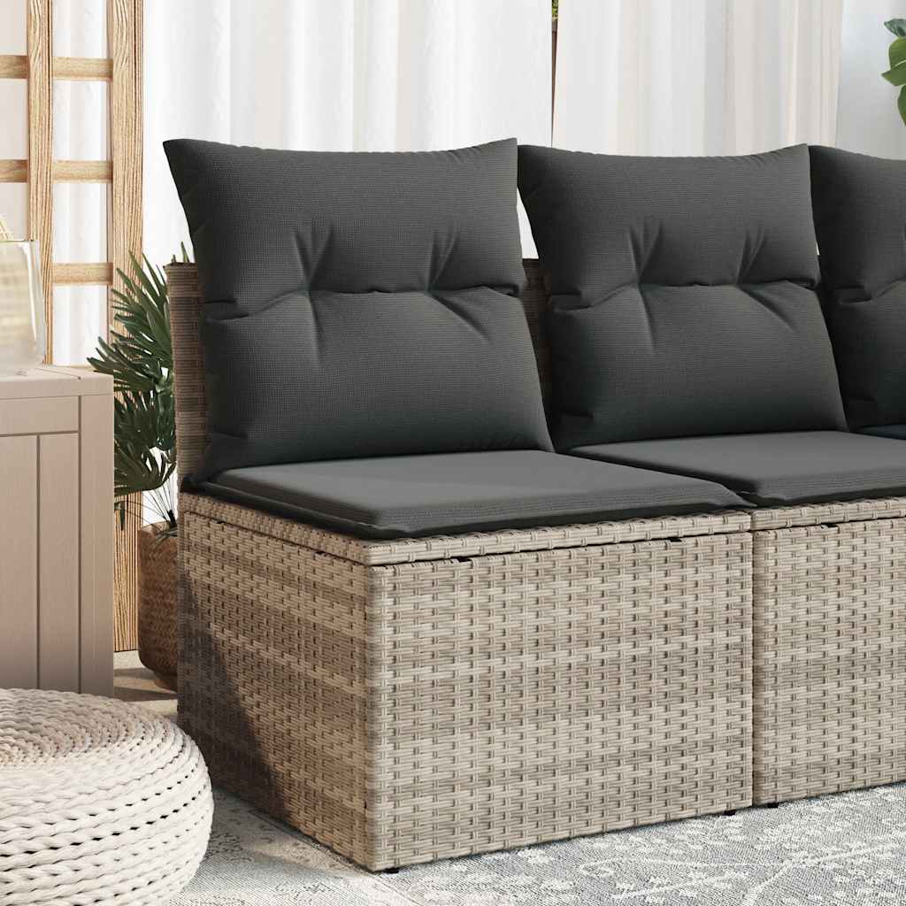 vidaXL Tuinbank zonder armleuningen met kussens zwart poly rattan