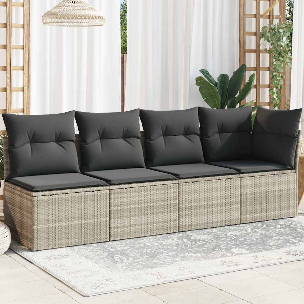 vidaXL Tuinbank zonder armleuningen met kussens zwart poly rattan