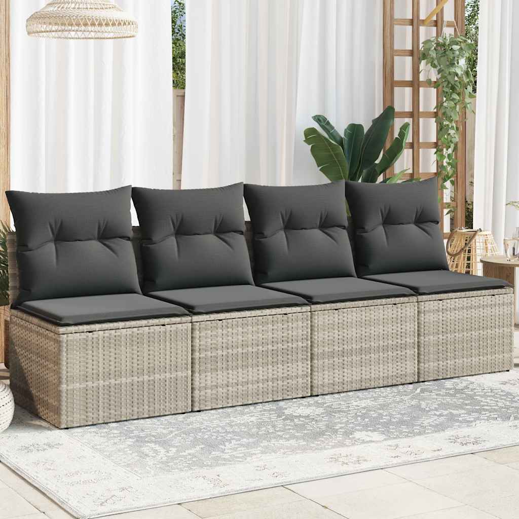 vidaXL Tuinbank zonder armleuningen met kussens zwart poly rattan