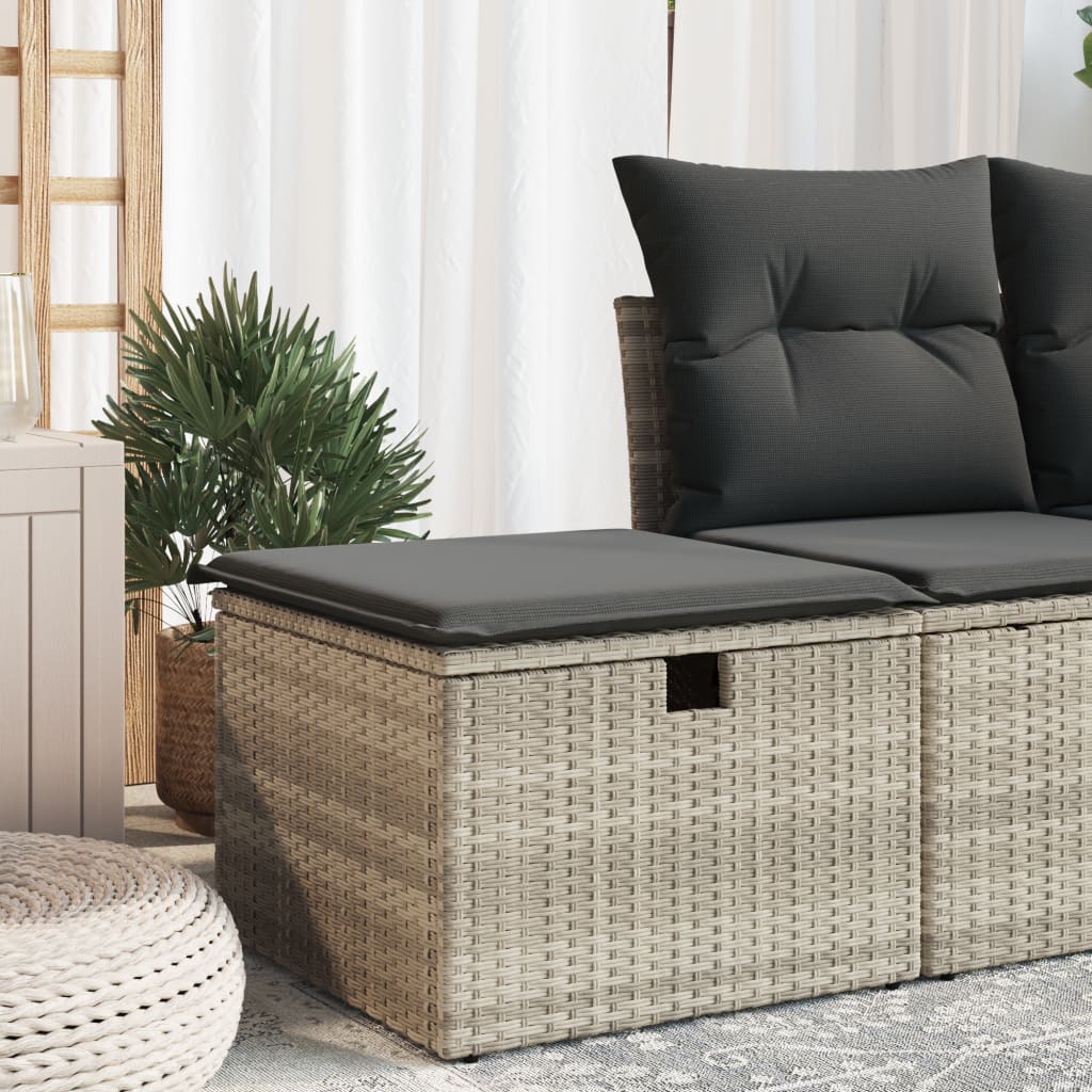 vidaXL Tuinkruk met kussen zwart 55x55x37 cm poly rattan