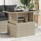 vidaXL Tuintafel met glazen blad 100x55x73 cm poly rattan zwart