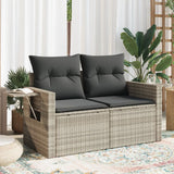 vidaXL Tuinbank 2-zits met kussens poly rattan zwart