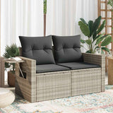 vidaXL Tuinbank 2-zits met kussens poly rattan zwart