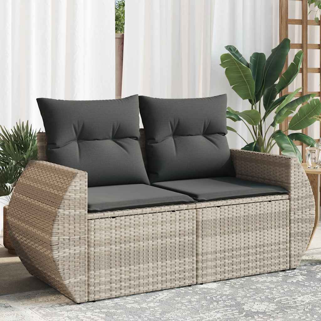 vidaXL Tuinbank 2-zits met kussens poly rattan zwart