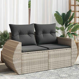 vidaXL Tuinbank 2-zits met kussens poly rattan zwart