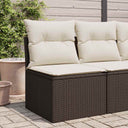 vidaXL Tuinbank zonder armleuningen met kussens zwart poly rattan