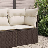 vidaXL Tuinbank zonder armleuningen met kussens zwart poly rattan