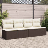 vidaXL Tuinbank zonder armleuningen met kussens zwart poly rattan