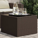 vidaXL Tuintafel met glazen blad zwart 55x55x37 cm poly rattan
