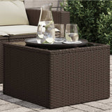 vidaXL Tuintafel met glazen blad zwart 55x55x37 cm poly rattan