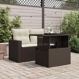 vidaXL Tuintafel met glazen blad 100x55x73 cm poly rattan zwart