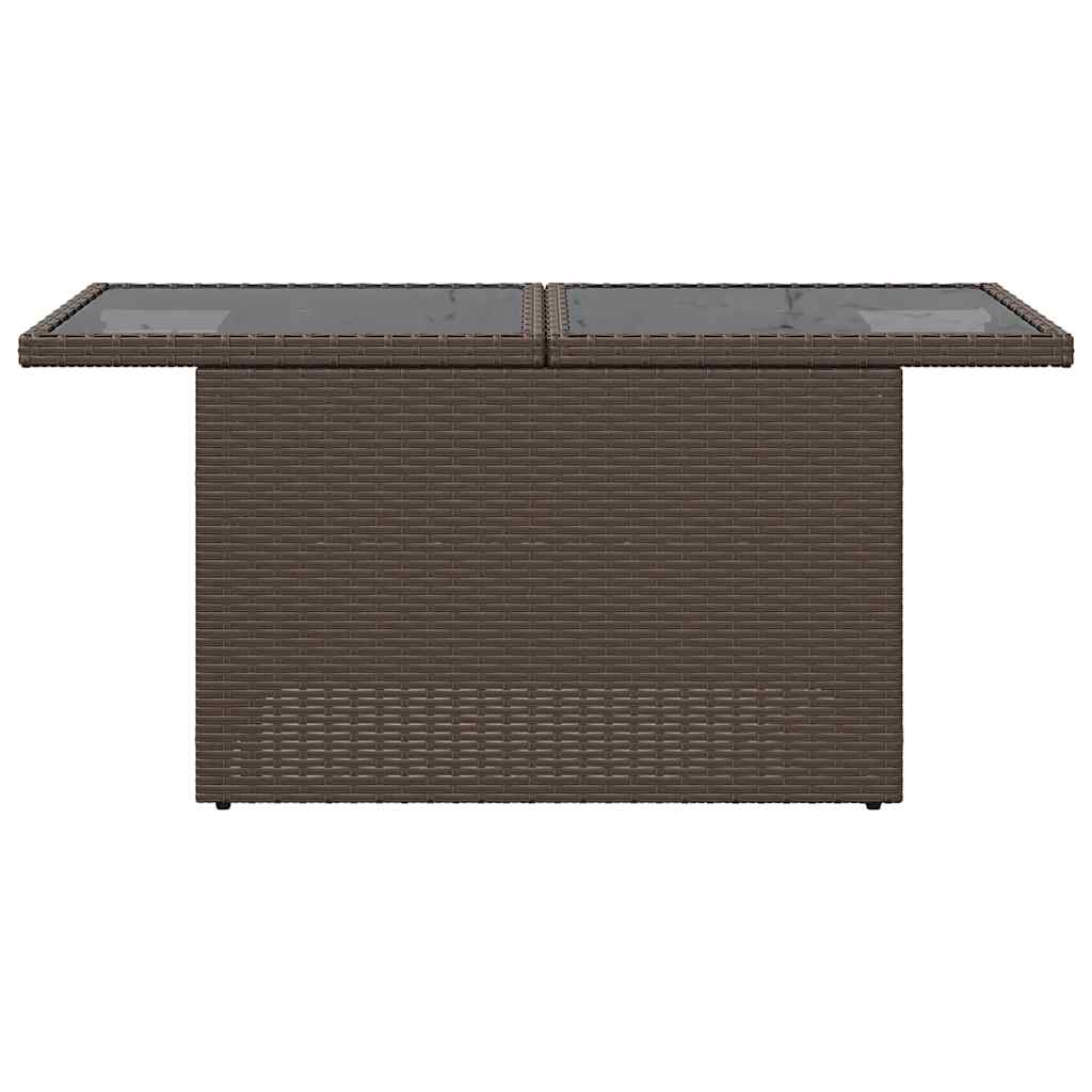 vidaXL Tuintafel met glazen blad 100x55x73 cm poly rattan zwart