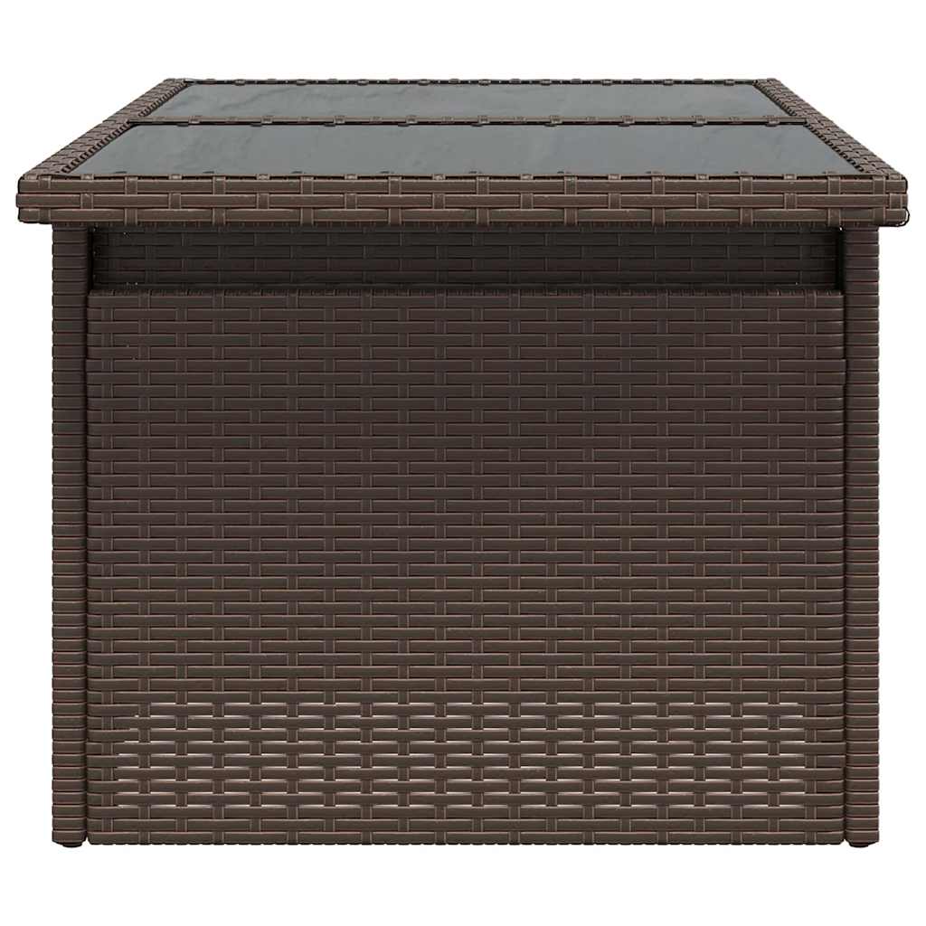 vidaXL Tuintafel met glazen blad 100x55x73 cm poly rattan zwart